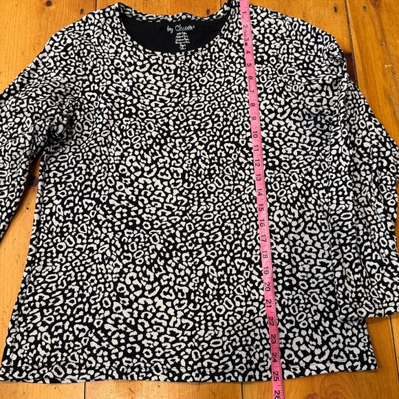 Chico's animal print Leopard long sleeve cotton top black size 2 - Picture 7 of 8